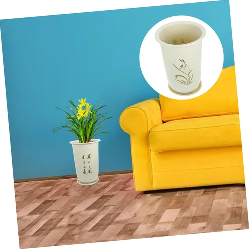 Vista 3 de balacoo Maceta de arcilla morada, maceta de orquídea con platillo con soporte, maceta para suculentas, contenedor pequeño para plantas, decoración