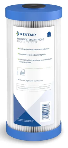 Vista 7 de Pentair Pentek R50 Filtro de agua de sedimentos, 10 pulgadas, cartucho de filtro de poliéster plisado debajo del fregadero, 10 x 2.5 pulgadas, 50