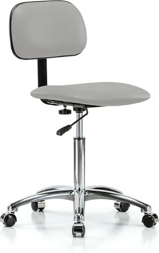 Vista 57 de Perch - Silla de laboratorio cromada con respaldo ajustable, altura del escritorio de 17 a 22 pulgadas, tela negra