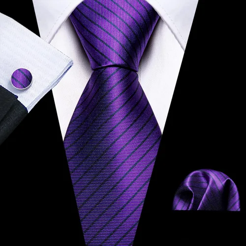 Vista 214 de Barry.Wang Juego de corbatas para hombre, corbata de seda a rayas, tejido a cuadros, gemelos formales, negocios, boda