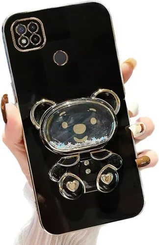 Vista 88 de Miagon Bear - Funda con soporte para espejo para Xiaomi Redmi A1, Quicksand Glitter Electroplated Soft TPU Protector Slim a prueba de golpes