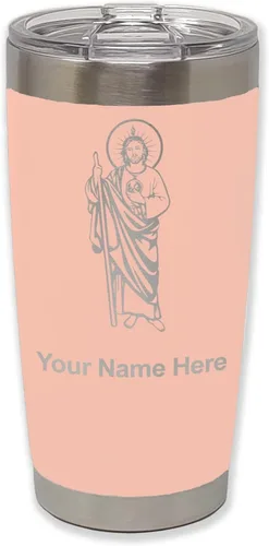 Vista 9 de LaserGram Vaso aislado al vacío de 20 onzas, Saint Jude, grabado personalizado incluido (negro)