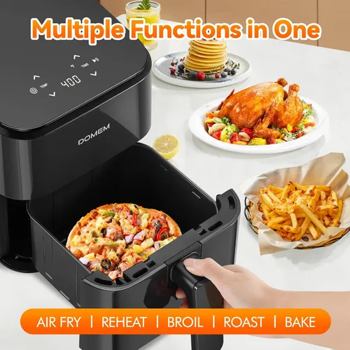Vista 2 de Freidora de aire compacta de 3 cuartos con canasta antiadherente y rejilla, pantalla táctil simple fácil de usar, cocina en pasos simples, freidora