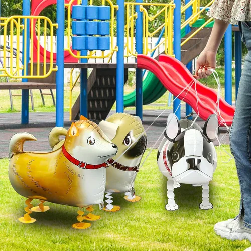 Vista 5 de KESOTE Decoraciones de fiesta de cumpleaños con temática de cachorros – 6 globos de perro que camina animales para suministros de decoración