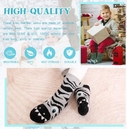 Vista 5 de Eocom 6 pares de calcetines de invierno cálidos de lana para niños y niñas