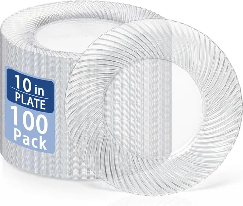 Vista 10 de I00000 - Platos de plástico azul de 7 pulgadas, 100 platos desechables de postre resistentes, platos de ensalada azules desechables, platos duros