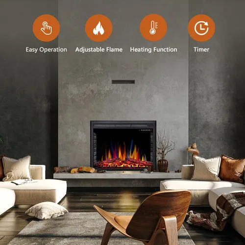 Vista 6 de 36" Electric Fireplace Insert, 5 Flame/12 Log Colors, 5 Speeds, 50-99°F