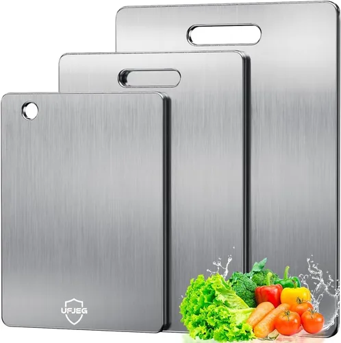 Vista 8 de Tabla de cortar de titanio, tablas de cortar de titanio puro para cocina, tablas de cortar no tóxicas, de doble cara, grado alimenticio, fáciles