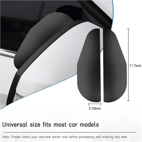Vista 2 de Dickno 2 piezas Protector de espejo retrovisor para lluvia, espejo lateral de fibra de carbono, protector de ceja contra la lluvia, espejo