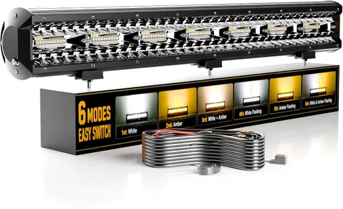 Vista 12 de [Usado] Barra de luz LED de 12 pulgadas y 72 W, luz estroboscópica blanca/ámbar con seis modos, luces antiniebla de conducción, haz de luz