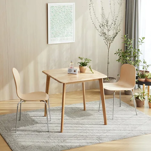 Vista 7 de Canberra - Mesa de comedor cuadrada de madera de 28.3 pulgadas/mesa de cocina moderna de roble malayo de mediados de siglo (roble natural)