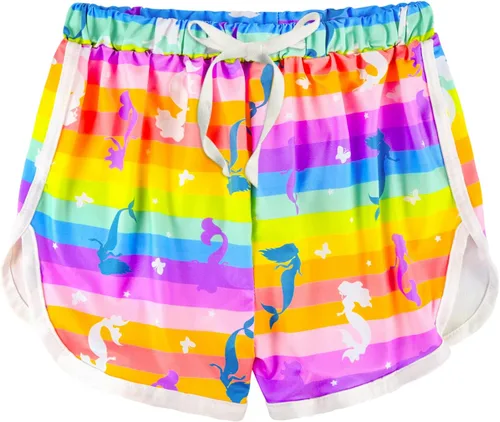 Vista 5 de ZukoCert Paquete de 5 pantalones cortos deportivos para niñas con cordón, pantalones cortos de delfín para niñas, pantalones cortos para correr