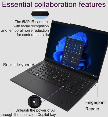 Vista 5 de Lenovo ThinkPad T14 Gen 6, Ultra 5 225U, 32GB DDR5, 1TB SSD, Win 11 Pro