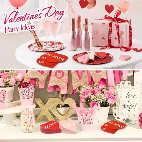 Vista 7 de 180 servilletas para el día de San Valentín, en forma de corazón, corazón rojo, desechables para cenas, almuerzos, bebidas, suministros de fiesta