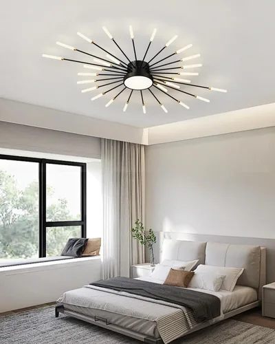 Vista 3 de Luz de Techo LED Moderna, Lámparas de Techo con Forma de Flor, Luces de Techo Empotradas, Candelabro de Montaje al Ras, Lámparas de Techo de Metal