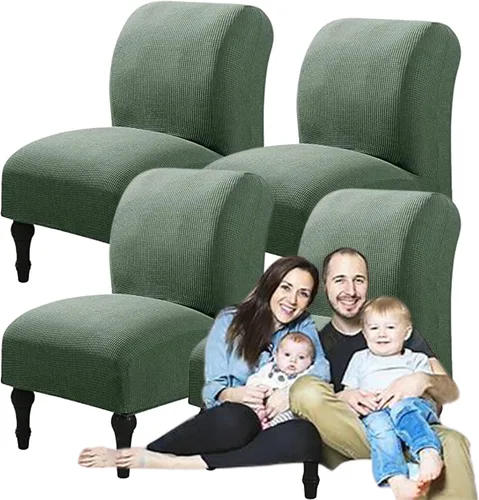 Vista 59 de Fundas elásticas para silla sin brazos, extraíbles y lavables, de elastano jacquard sin reposabrazos, protector de muebles para sala de estar, Verde