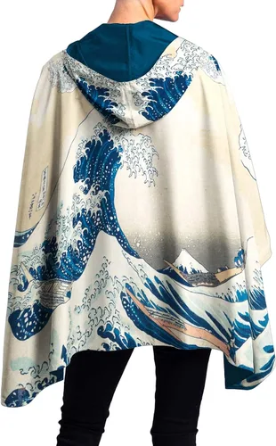 Vista 15 de RainCaper Cherry Blossoms Poncho de lluvia para mujer con capucha reversible Flores de cerezo