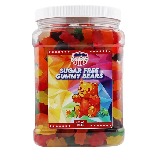 Vista 16 de Oso de goma de 3 libras en recipiente de plástico transparente (6 sabores)