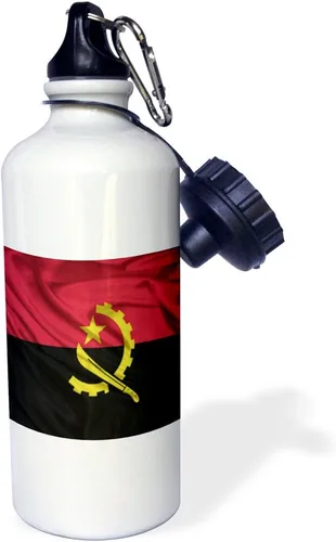 Vista 2 de 3dRose Botella de agua deportiva con bandera de Angola, 21 onzas, color blanco