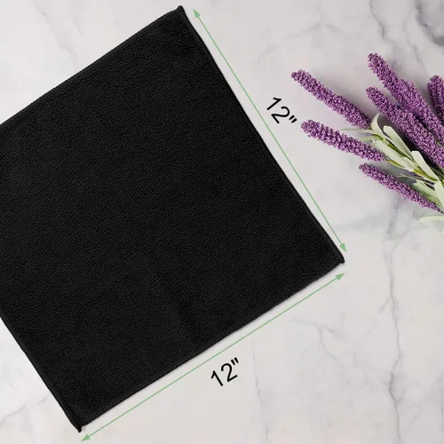 Vista 2 de Paquete de 20 toallas faciales (12 x 12 pulgadas), paños de lavado Negro