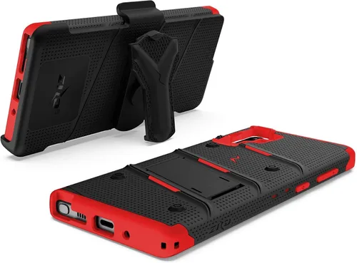 Vista 6 de Zizo Bolt Cover - Funda para Samsung Galaxy Note 10 y Kickstand y funda (negro/rojo)