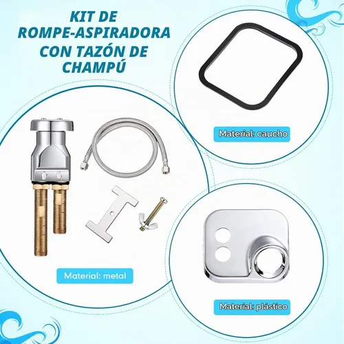 Vista 2 de Hortsun Kit de interruptor de vacío para tazón, mango de hardware, 7 piezas de acero inoxidable, latón chapado en cromo, 31 pulgadas, para reemplazo