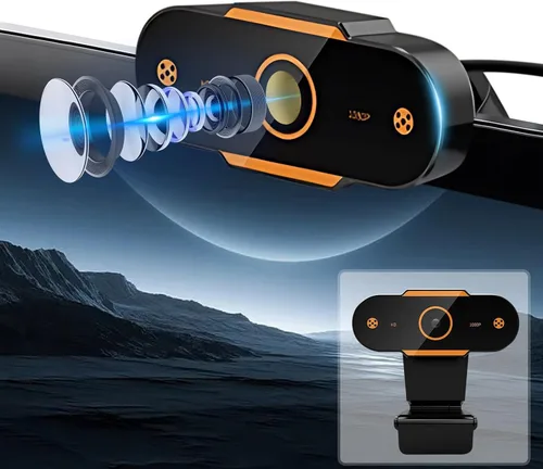 Vista 5 de Cámara de transmisión 1080p HD Webcam USB Pc Cámara web para computadora de juegos de PC, cámaras web para computadora de escritorio accesorios