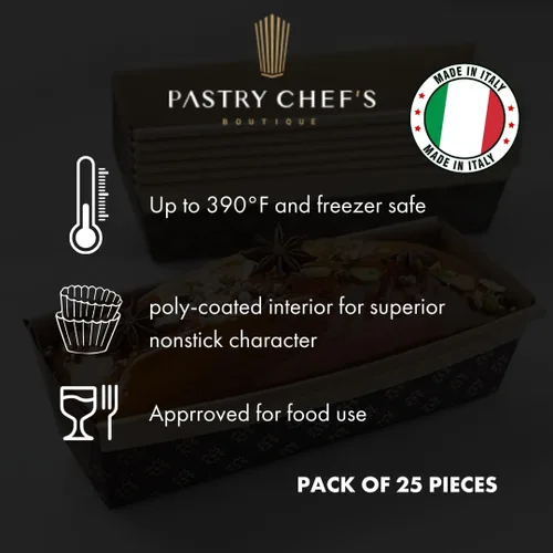 Vista 3 de Pastry Chef's Boutique Moldes de papel rectangulares desechables para pan, hechos de forma natural, reciclable, aptos para microondas y horno, molde