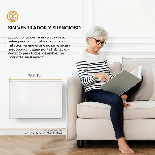 Vista 5 de EconoHome Panel Calefactor de Montaje en Pared con Protector de Calor - Calentador de Convección a Prueba de Salpicaduras de 250 Vatios
