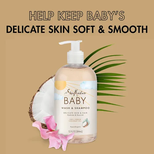 Vista 5 de SheaMoisture - Lavado y champú para bebé 100% aceite de coco virgen con aceite de coco, 13 onzas