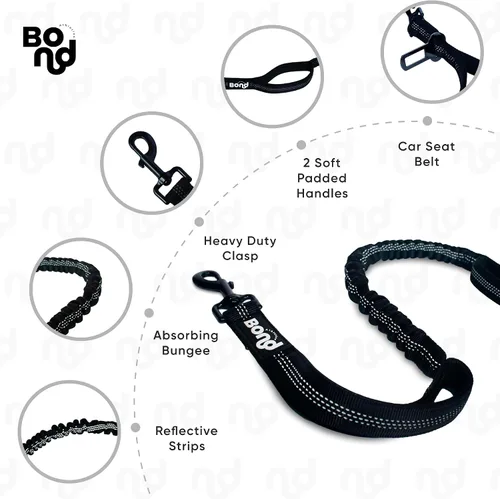 Vista 7 de Bond - Correa de correr para perros con manos libres con bolsa, correa manos libres para perros grandes, cinturón de correr para mascotas