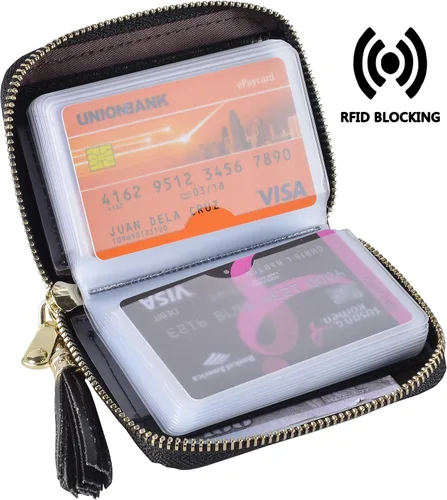 Vista 3 de Yuhan Pretty - Tarjetero de piel para tarjetas de crédito y carnet de identidad con tecnología RFID para mujer