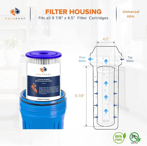 Vista 2 de Aquaboon Filtro de agua plisado de 1 micra de 10 x 4.5 pulgadas para reemplazo de filtro de agua de sedimentos para toda la casa, compatible