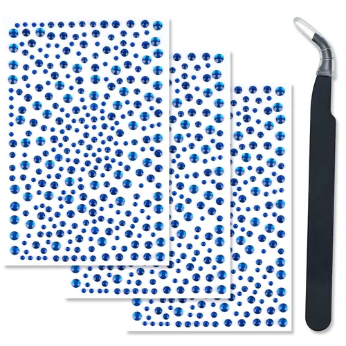 Vista 9 de 3 hojas de gemas de diamantes de imitación autoadhesivos para la cara, maquillaje, uñas, manualidades (negro)