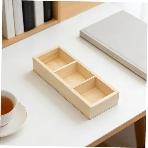 Vista 8 de Wood Tea Bag Holder Organizer with 3 Compartments for Countertop
