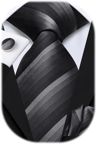 Vista 22 de Hi-Tie Conjunto de corbatas de seda con estampado paisley para hombre, pañuelo de bolsillo y gemelos, conjuntos de corbata formal para negocios a