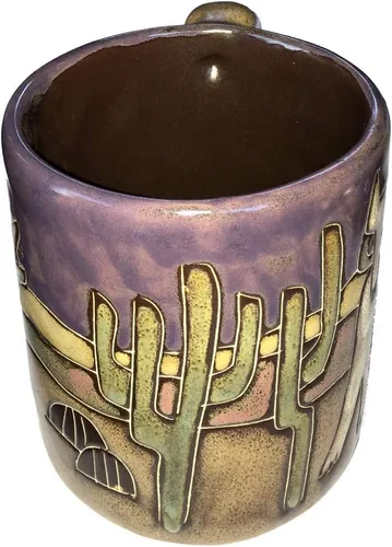 Vista 2 de Mara - Taza de gres Coyote Desert Cactus, 16 onzas