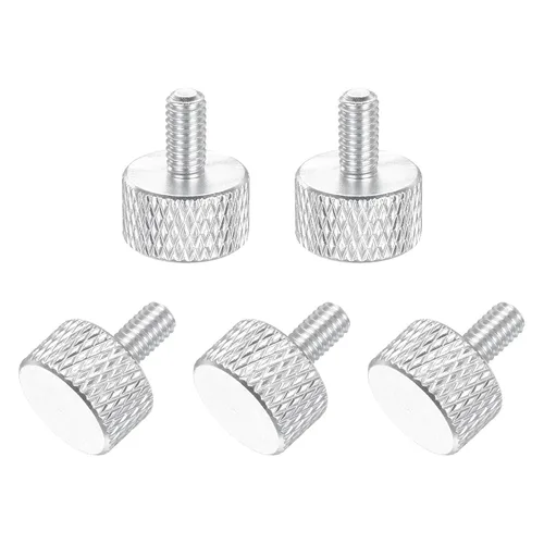 Vista 84 de MECCANIXITY 5 piezas M6x14mm Tornillos de pulgar estriado de cabeza plana, pernos de rosca completa de aleación de aluminio sólido para carcasas