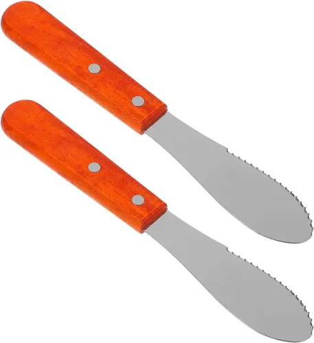 Vista 9 de SHERCHPRY 2 unids Creamcheese Butter Straight Spreader Butter Spatula Sandwich Cortadora Raspador Mango de Madera Pequeñas Herramientas Espátula