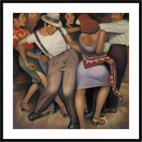 Vista 7 de Amanti Art Latino Jazz por Gary Kelley - Lienzo decorativo enmarcado en madera (21 pulgadas de ancho x 21 pulgadas de alto), marco natural esbelto