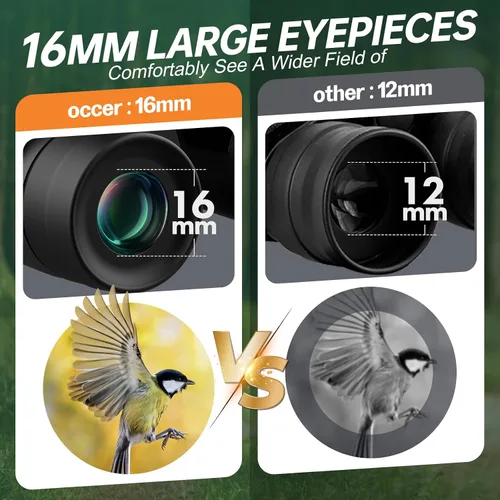 Vista 3 de 15x30 Binoculares compactos para adultos y niños - Occer Binoculares de gran vista de alta potencia para observación de aves - Prismáticos ligeros