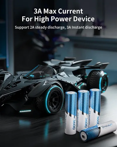 Vista 5 de Paquete de 8 baterías AA recargables de 1,5 V de litio de 3600 mWh