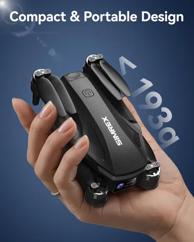 Vista 7 de SIMREX Dron GPS con cámara 4K para adultos, drones de motor sin escobillas para principiantes, WiFi FPV 5G plegable, retorno automático, flujo
