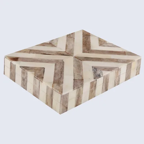 Vista 7 de Handicrafts Home Organizador para joyas y caja de almacenamiento, cajas decorativas para mujer y chicas, para envoltura, estampado de cheurón blanco