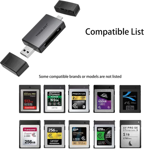Vista 6 de CFexpress - Lector de tarjetas tipo B, USB 3.2 de 10 Gbps de hasta 900 MB/s, velocidades 2 en 1, USB C y puerto USB A para cámara CFE tipo B
