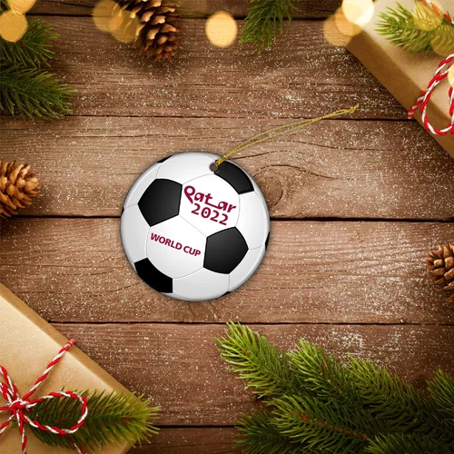 Vista 4 de Adorno de Navidad de Qatar 2022 Porcelana 2.75 pulgadas World Soccer