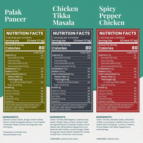 Vista 2 de Flavor Fusion Favoritos tradicionales con ingredientes naturales: pollo Tikka Masala, palak Paneer y pollo picante a la pimienta para una cocina