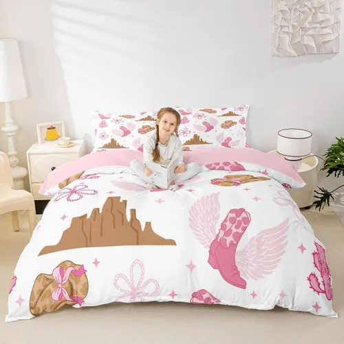 Vista 20 de Manfei Juego de funda de edredón de mariquita de tamaño individual, juego de ropa de cama de flores de acuarela de 2 piezas, funda de edredón floral