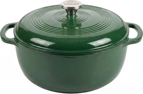 Vista 25 de Lodge - Horno holandés de hierro fundido esmaltado de 6 cuartos de galón con tapa – Asas duales – Apto para horno hasta 500° F o en estufa - Úselo