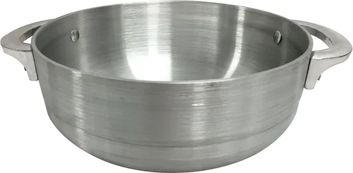 Vista 4 de Wee's Beyond Horno holandés Caldero de calibre pesado con tapa de aluminio, 3.7 cuartos de galón, color plateado